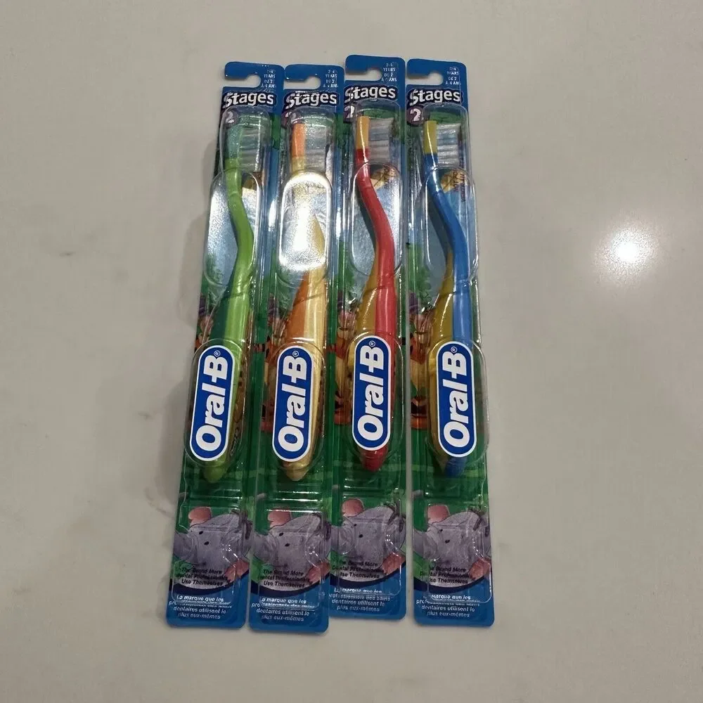 Oral-B Disney Stage 2 Toothbrushes Winnie Pooh Tigger Piglet Elephent (Set Of 4)